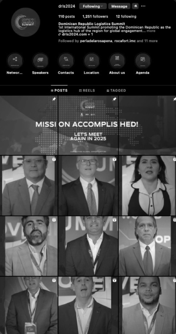 Perfil de Instagram del DR Logistics Summit