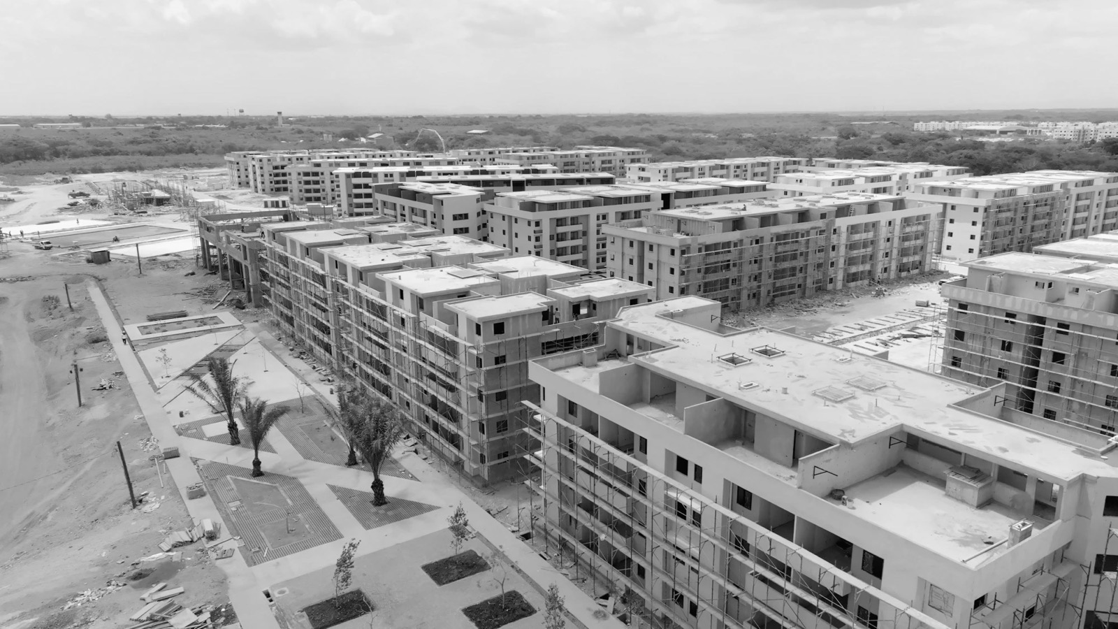 Vista aérea de proyecto residencial en construcción